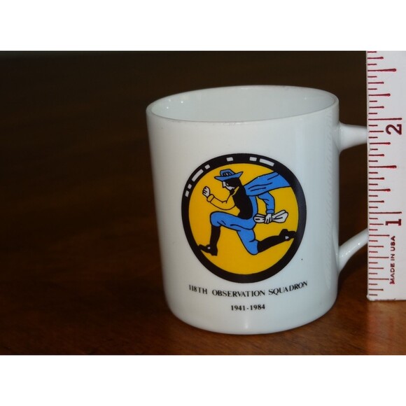 Lot 2x 118th Observation Squadron Unit 1941-1984 (WW2) Mini Mug Shot Glass 2.25" - Picture 2 of 10